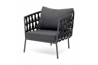MR1002083 кресло плетеное из роупа, каркас алюминий темно-серый (RAL7024), роуп темно-серый круглый